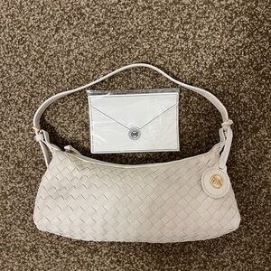 Petite Simone Woven White Small Shoulder Bag